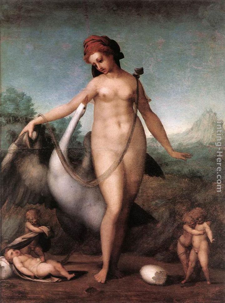 Leda and the Swan painting - Jacopo Pontormo Leda and the Swan art painting